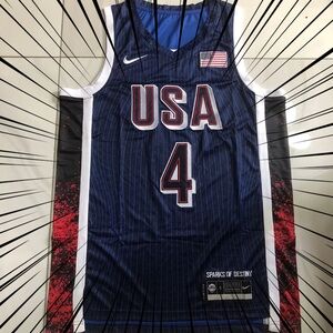 2024 Paris Olympic USA Dream Team #4 Stephen Curry Navy Basketball Jersey